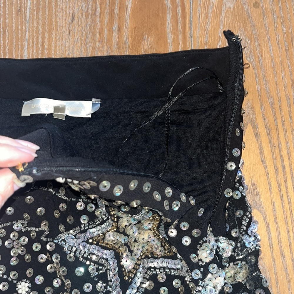LoveShackFancy Lani Sequined Embellished Crepe Mini Skirt - Picture 6 of 7